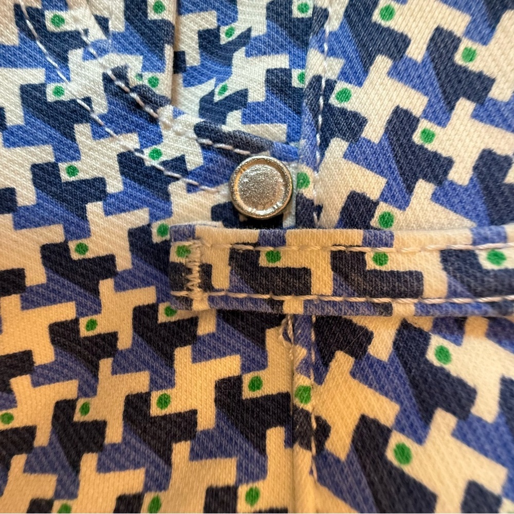 J.McLaughlin Lexi Navy Blue Midi Quotation Houndstooth Slim Pants Size 6 - Picture 6 of 12